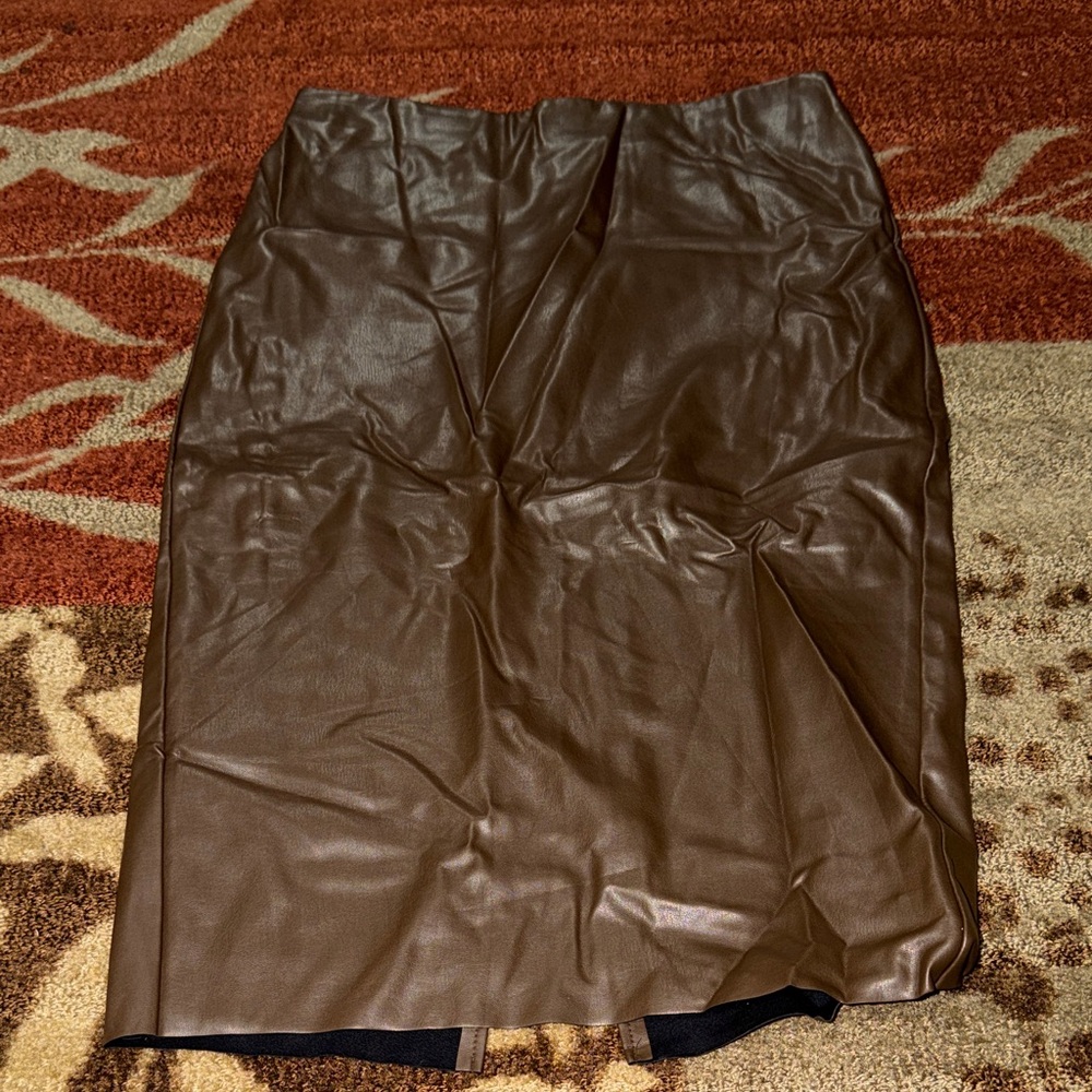 Forever 21 Brown Faux Leather Pencil Skirt